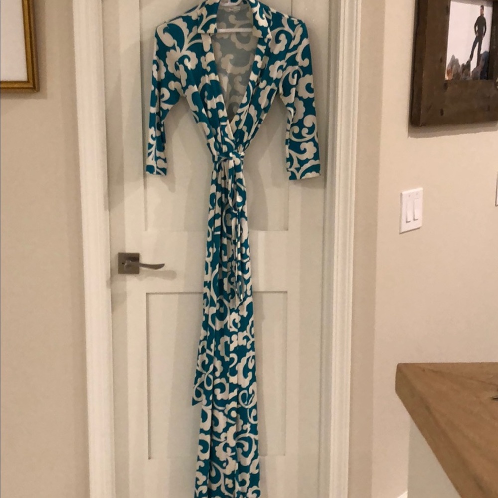DVF maxi wrap dress stunning on